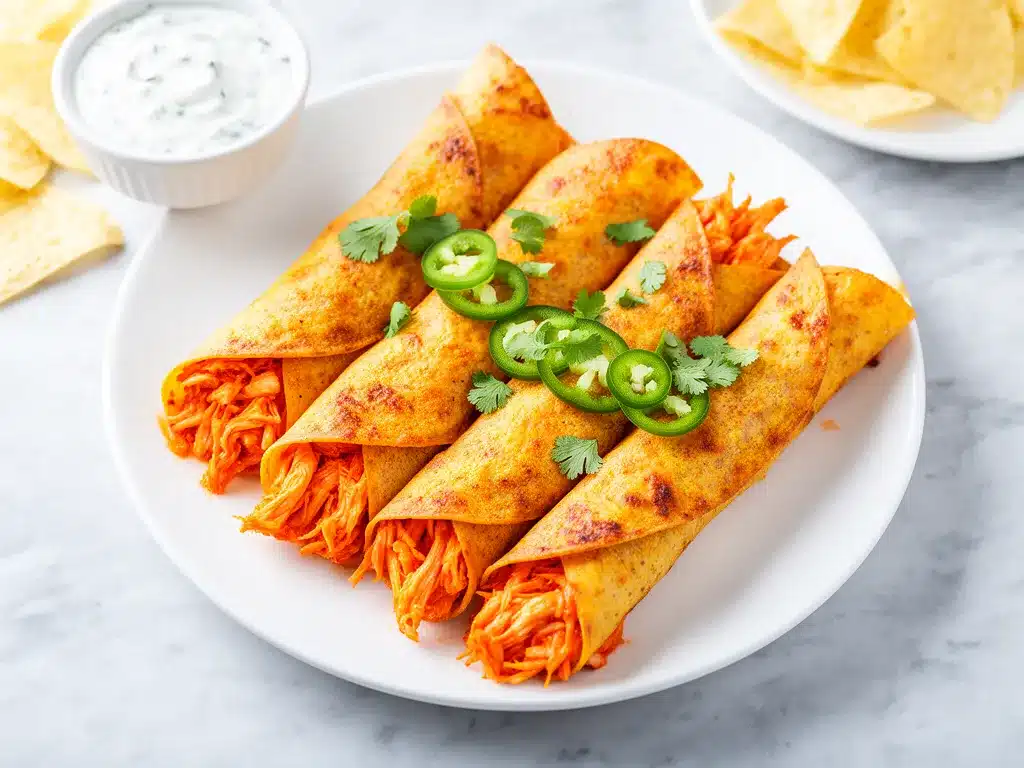 Baked Buffalo Chicken Taquitos: 10 Best Easy Appetizers 4 Baked Buffalo Chicken Taquitos preparation steps