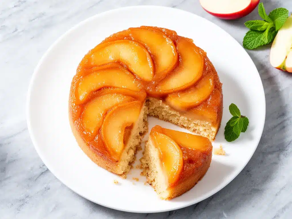 Caramel Apple Upside-Down Cake Easy Recipe with Simple Ingredients to Make Again and Again 4 caramel apple upside-down cake preparation steps