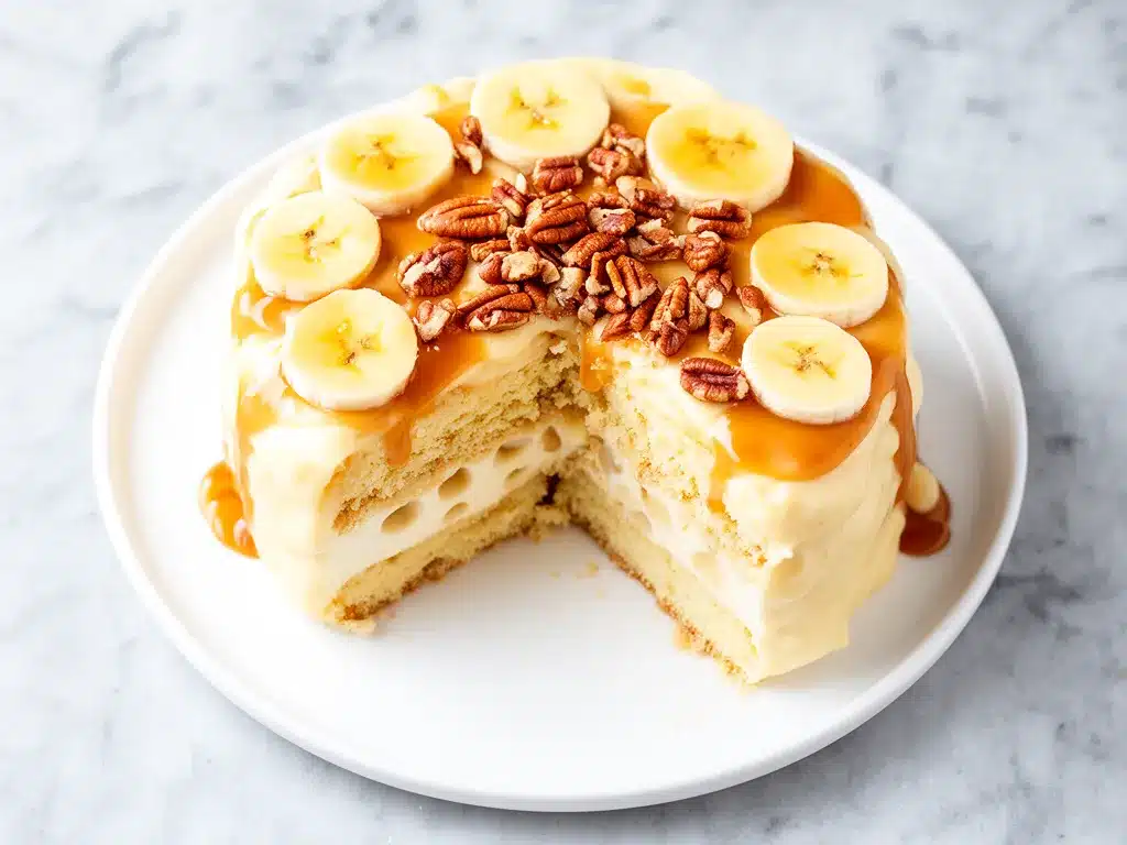Caramel Banana Pudding Poke Cake Recipe Easy Homemade Dessert to Make on Repeat 4 caramel banana pudding poke cake preparation steps