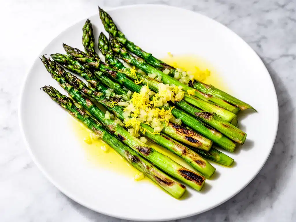 charred lemon garlic asparagus - featured image