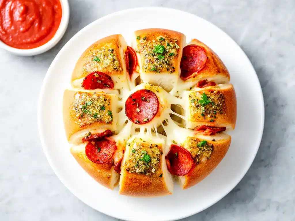 Cheesy Pepperoni Pizza Pull-Apart Bread: Easy 3-Ingredient Recipe 4 cheesy pepperoni pizza pull-apart bread preparation steps