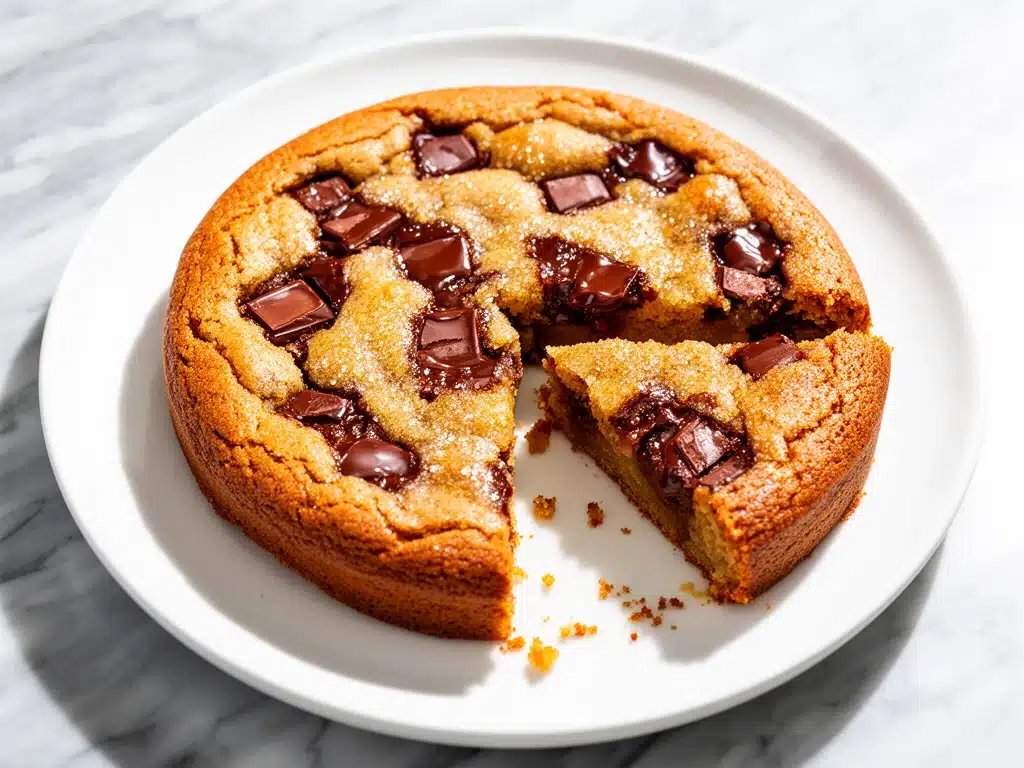 chewy brown butter chocolate chunk skillet cookie - featured image