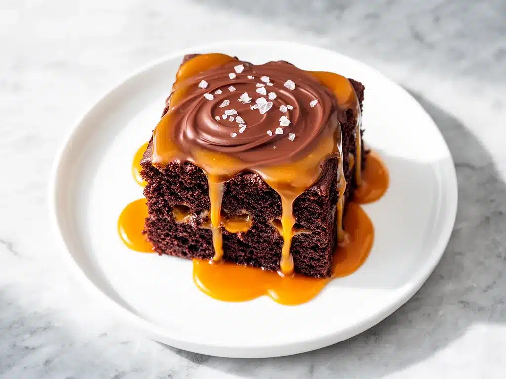 Chocolate Caramel Poke Cake Recipe with 5 Easy Gooey Layers 4 chocolate caramel poke cake preparation steps