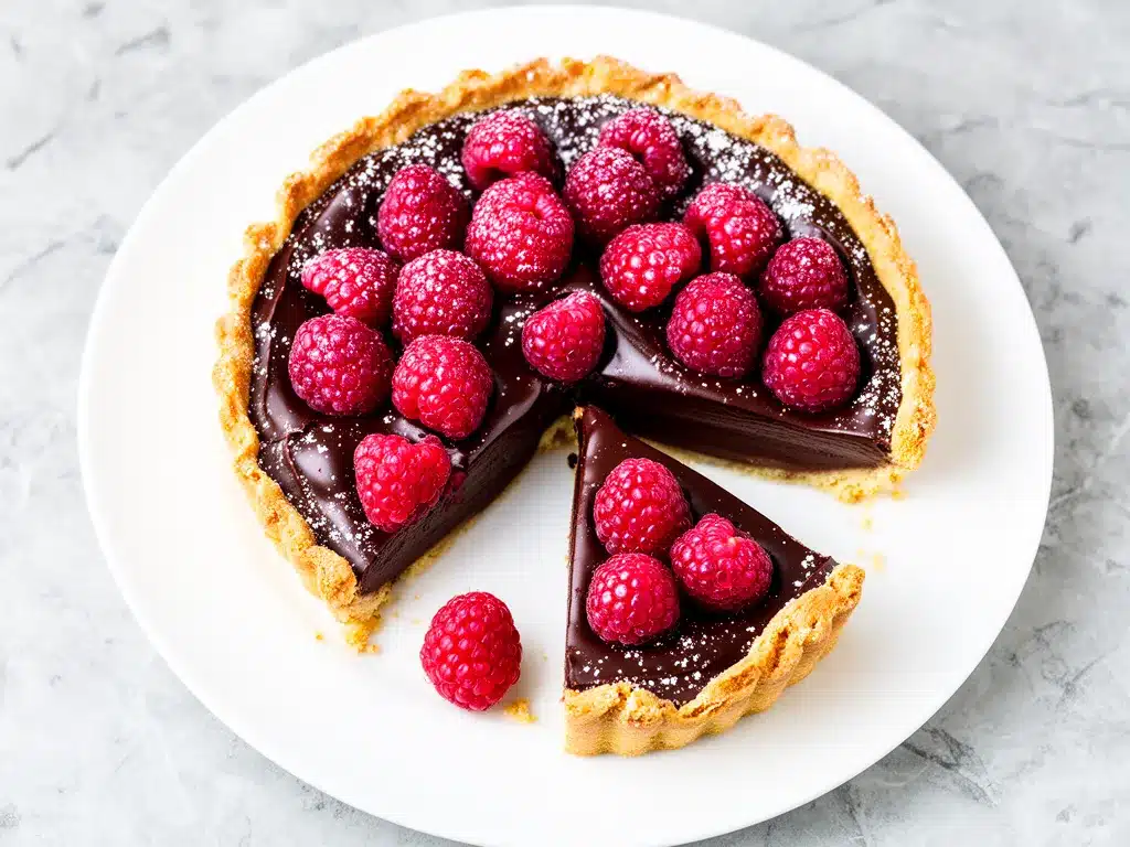 Chocolate Raspberry Truffle Tart Recipe Easy Homemade Silky Ganache Dessert 4 Chocolate Raspberry Truffle Tart preparation steps
