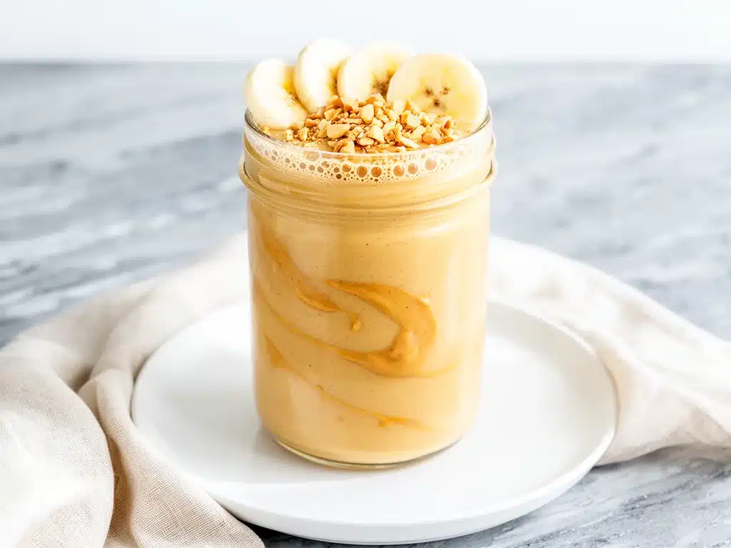 creamy banana peanut butter smoothie - featured image