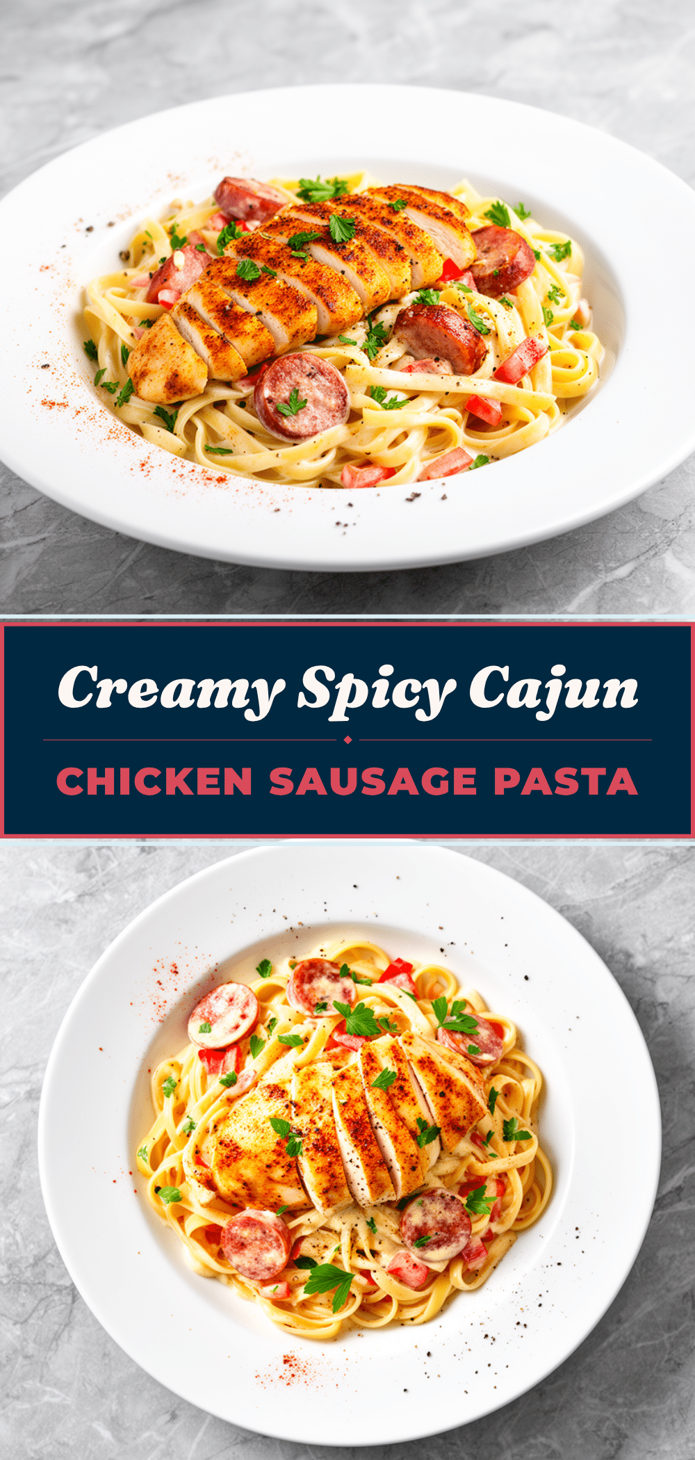 Creamy Cajun Chicken and Sausage Pasta Recipe Easy Weeknight Dinner 5 creamy cajun chicken and sausage pasta recipe