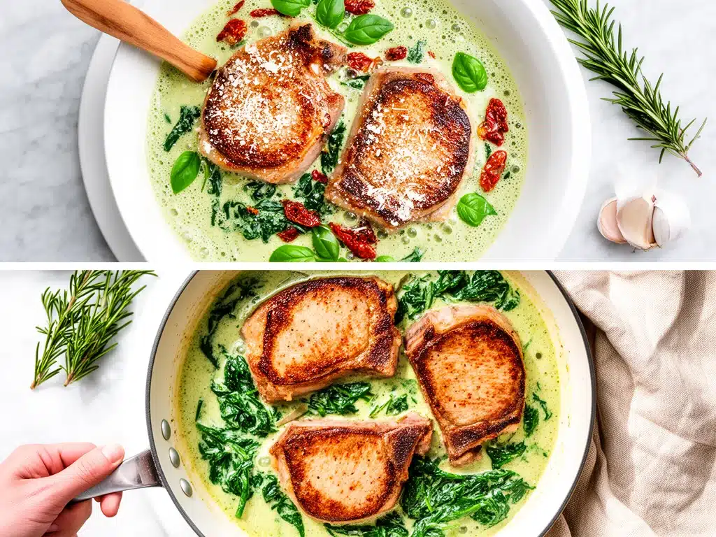 creamy garlic tuscan pork chops - featured image