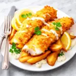 crispy air fryer fish and chips - featured image
