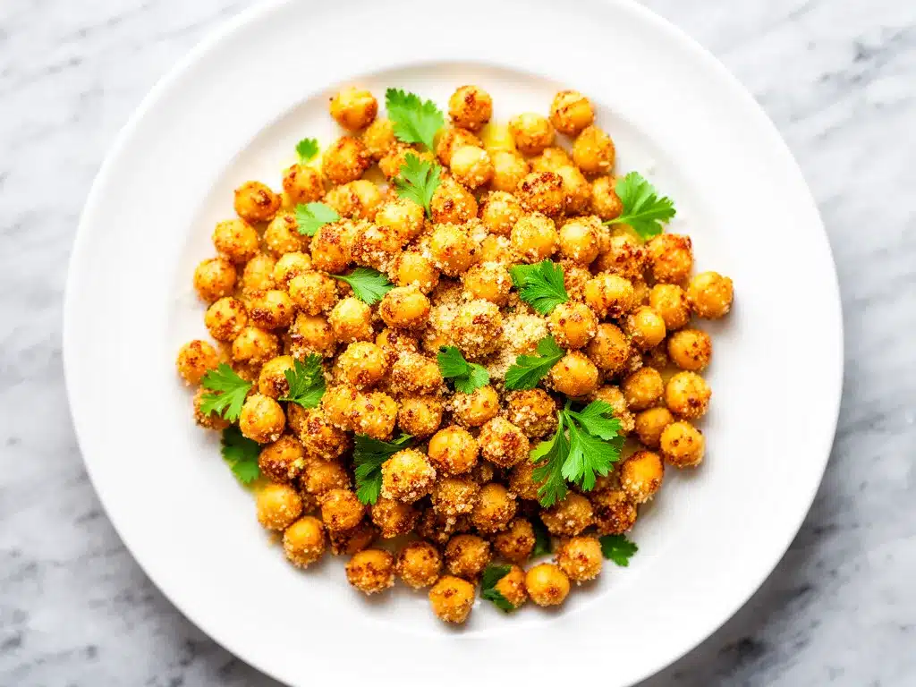 Crispy Baked Parmesan Garlic Chickpeas Recipe Easy Healthy Snack 4 crispy baked Parmesan garlic chickpeas preparation steps