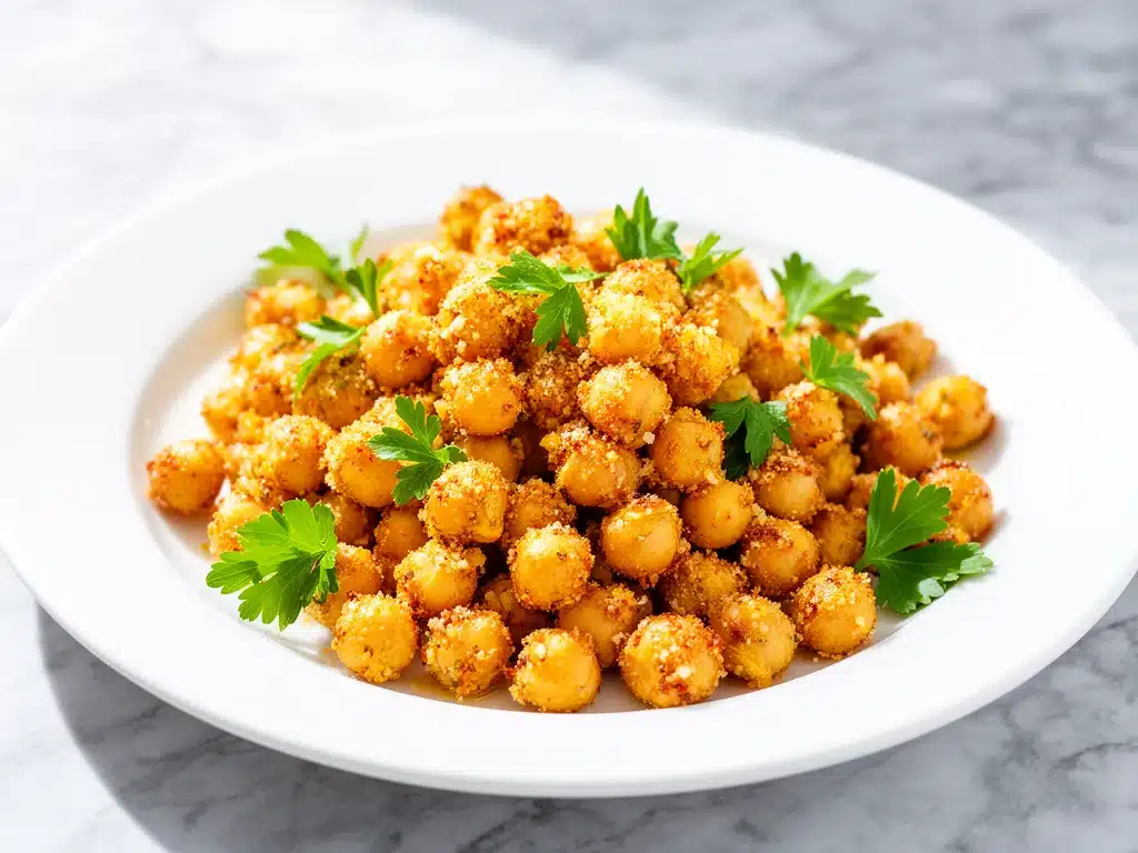 crispy baked Parmesan garlic chickpeas - featured image