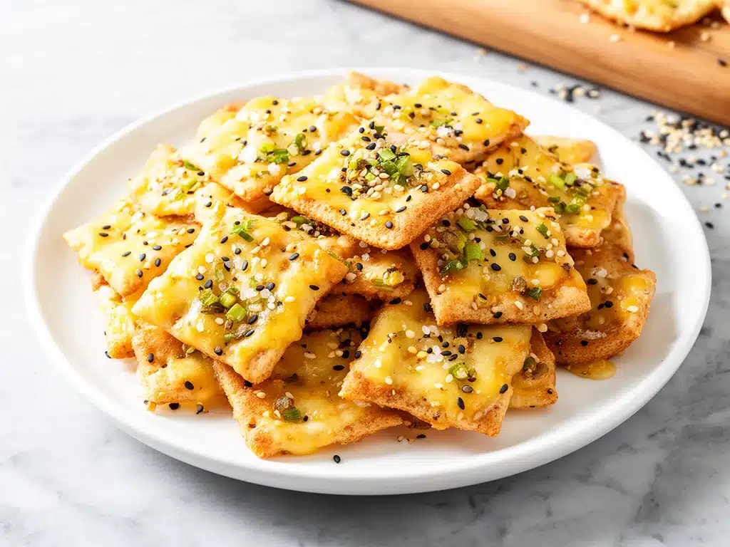 crispy everything bagel crackers - featured image