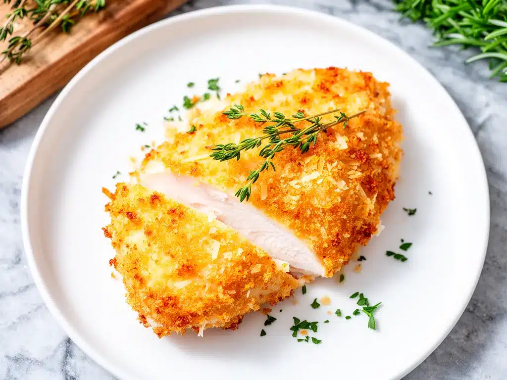 Crispy Parmesan Crusted Chicken Recipe Easy 5-Ingredient Dinner Youll Love 4 crispy parmesan crusted chicken preparation steps