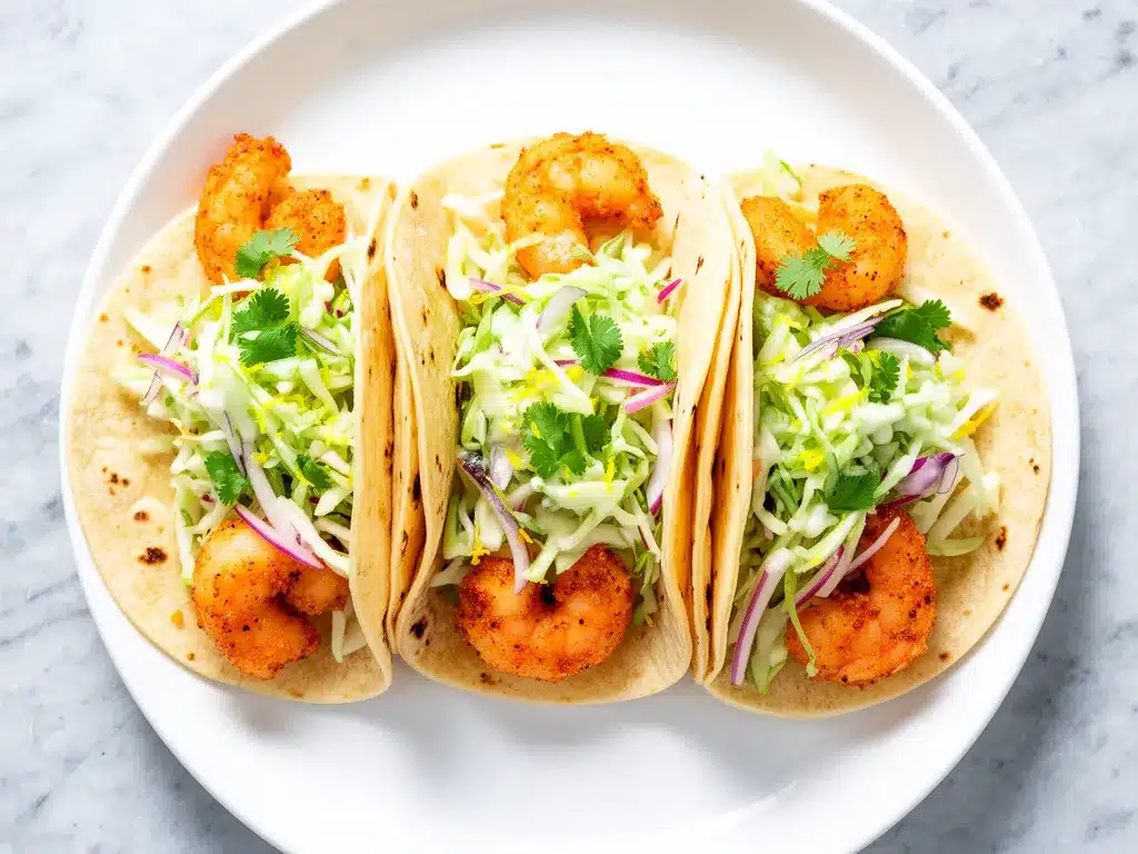 Crispy Shrimp Tacos Recipe with Cilantro Lime Slaw Your Family Will Love 4 crispy shrimp tacos preparation steps