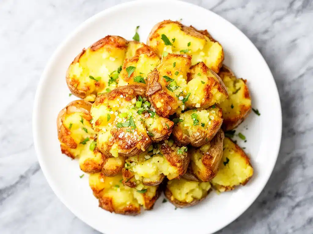 Crispy Smashed Garlic Baby Potatoes: 20-Min Easy Side Dish 4 Crispy Smashed Garlic Baby Potatoes preparation steps
