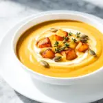 fall roasted sweet potato and apple soup - featured image