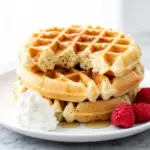 fluffy vanilla buttermilk waffles - featured image