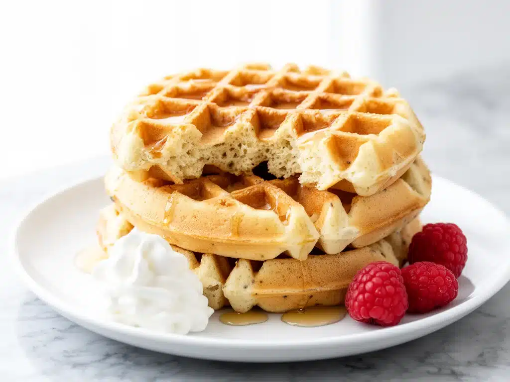 fluffy vanilla buttermilk waffles - featured image
