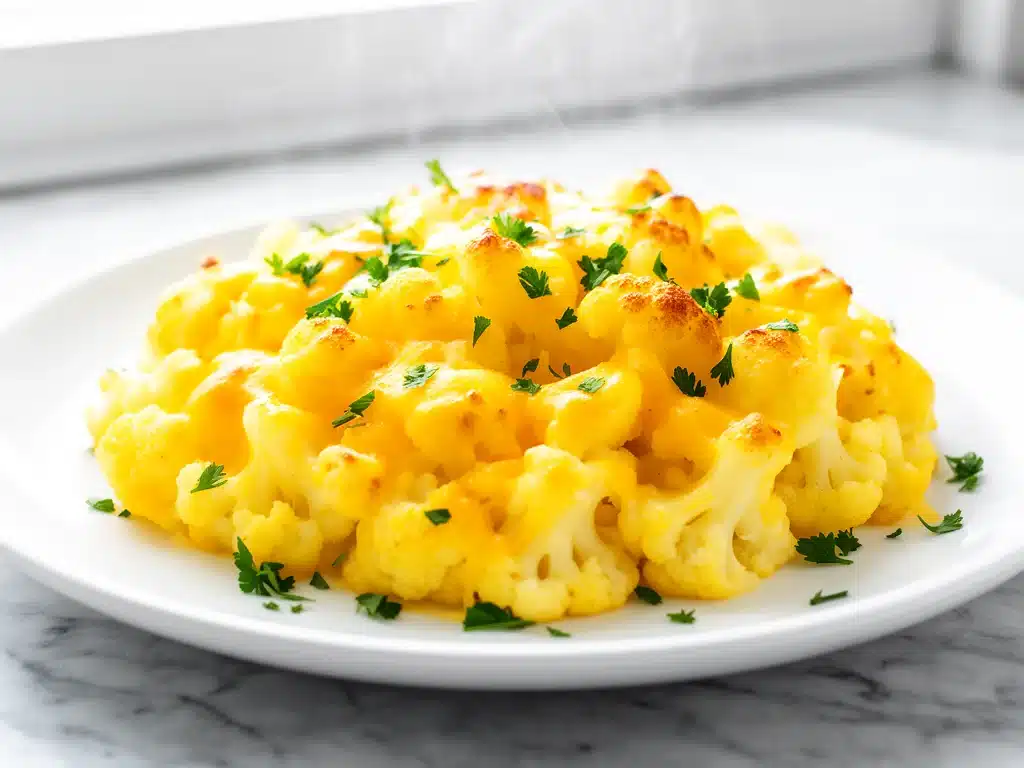 low-carb cauliflower mac and cheese - featured image