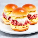 make-ahead cheesy ham and egg breakfast sliders - featured image