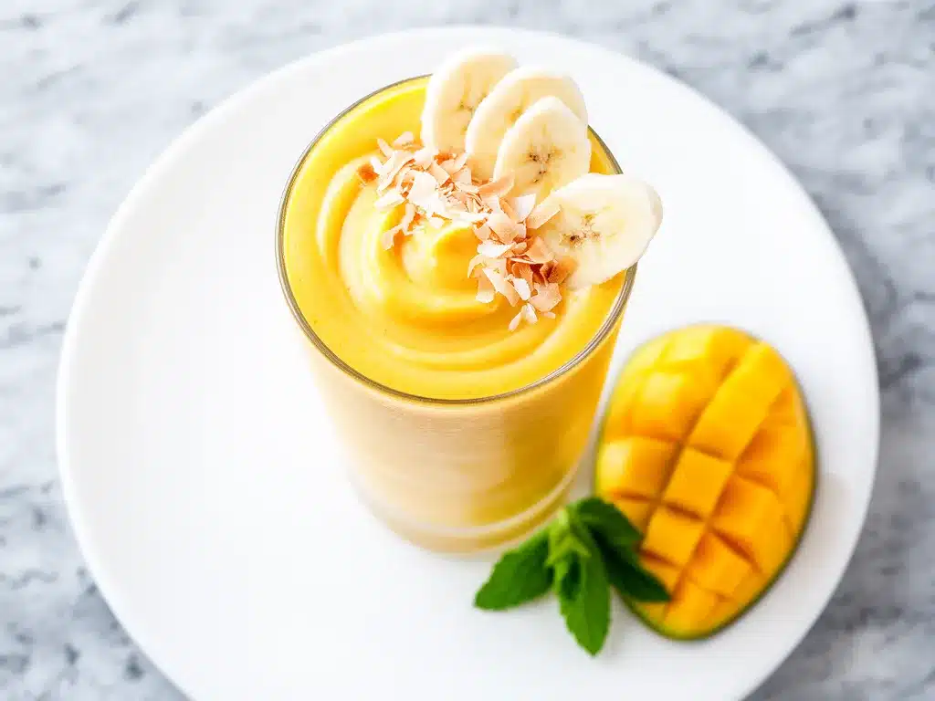 Mango Banana Coconut Smoothie Recipe Easy Homemade Tropical Drink to Make on Repeat 4 mango banana coconut smoothie preparation steps