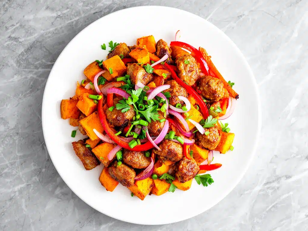 Paleo Sweet Potato and Sausage Breakfast Hash Easy Weeknight Recipe 4 paleo sweet potato and sausage breakfast hash preparation steps
