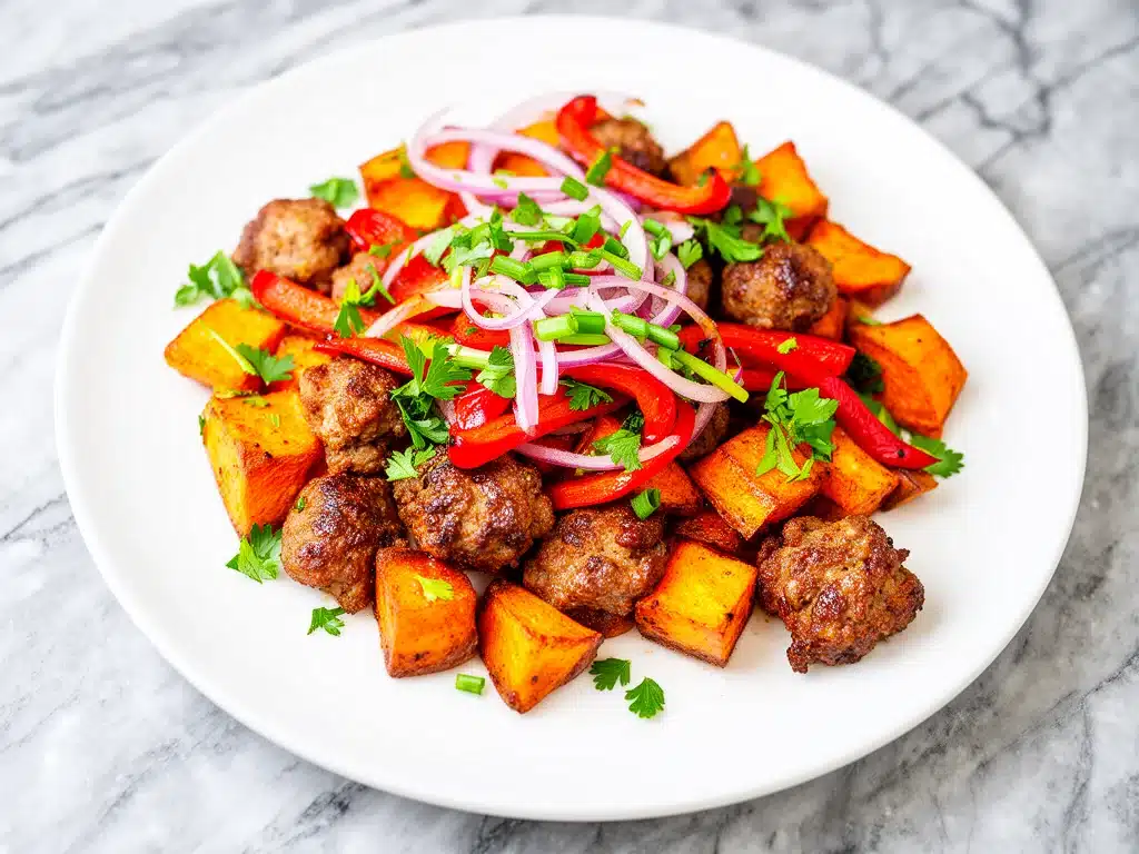 paleo sweet potato and sausage breakfast hash - featured image