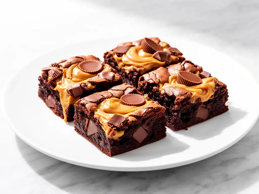 peanut butter cup brownie bars - featured image