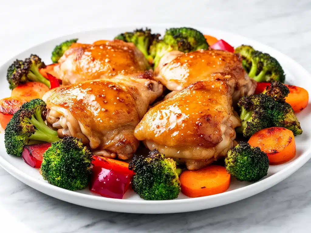 sheet pan honey garlic chicken - featured image