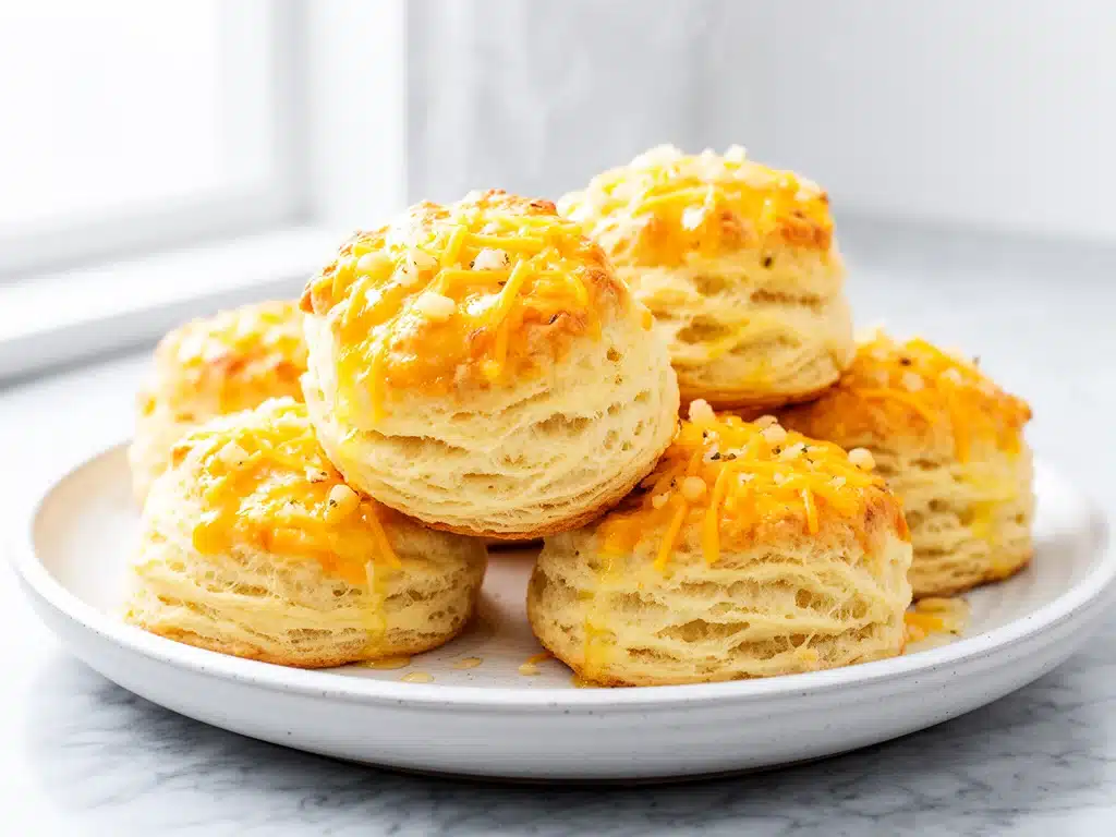 soft cheddar garlic biscuits - featured image