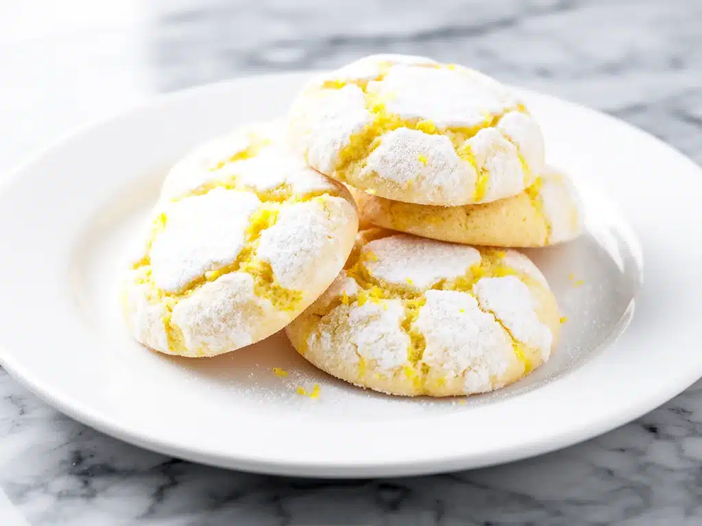 soft lemon crinkle cookies - featured image