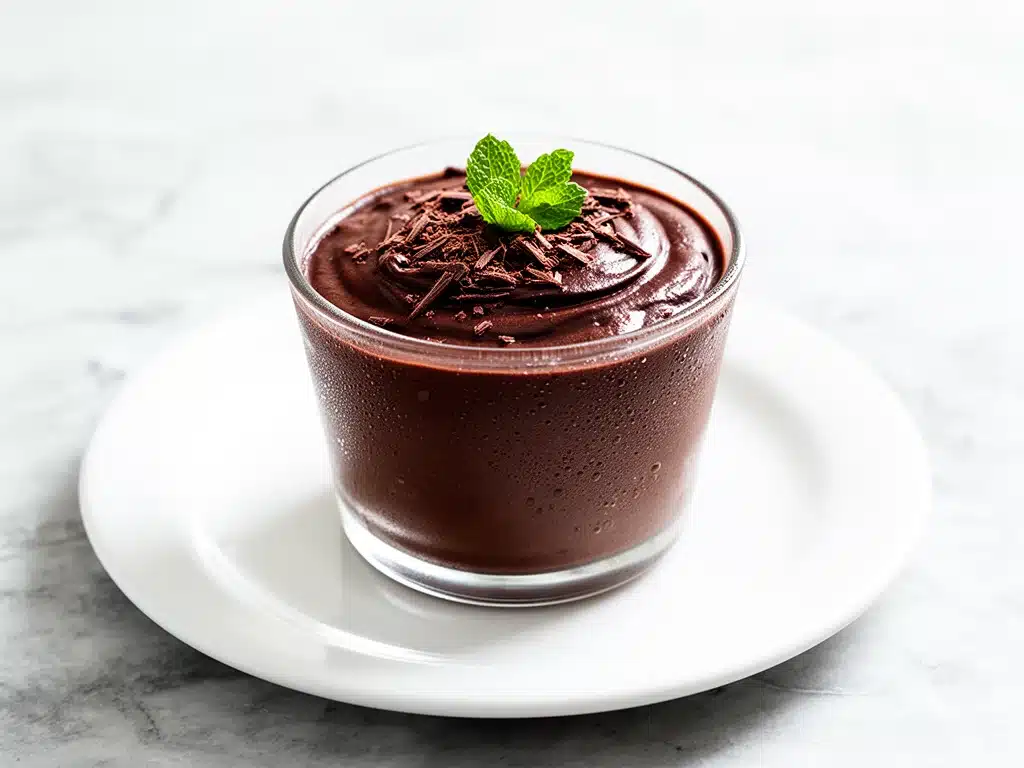 vegan creamy chocolate avocado mousse - featured image