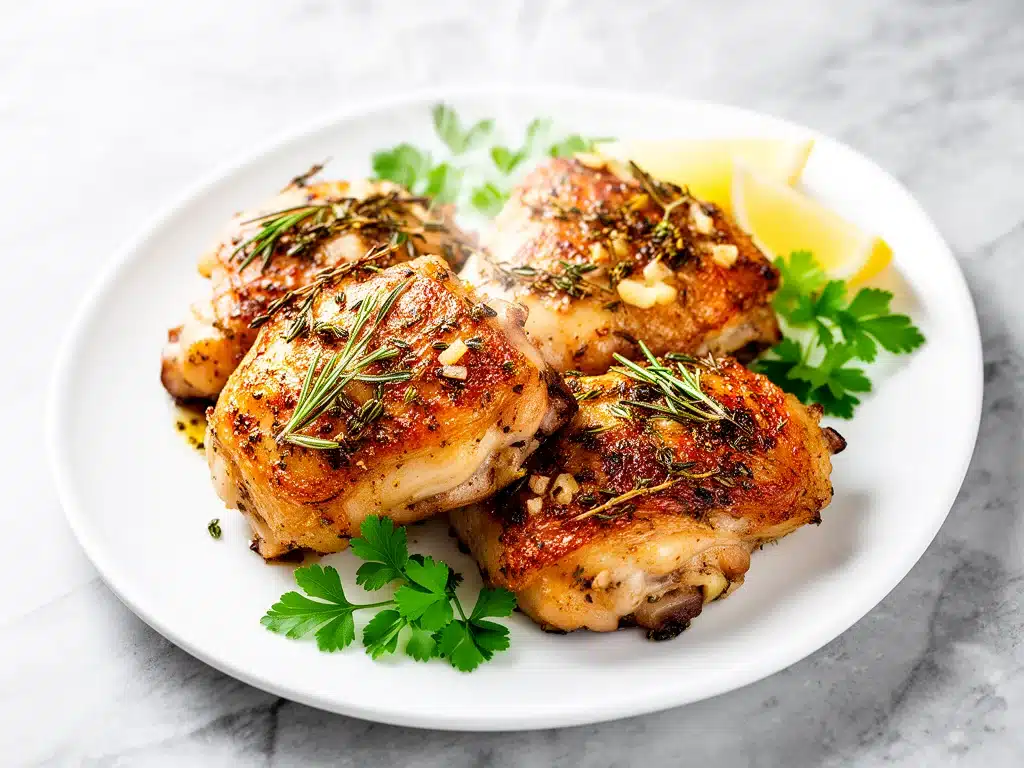 Whole30 garlic herb roasted chicken thighs - featured image
