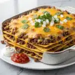 cheesy ground beef taco casserole - featured image