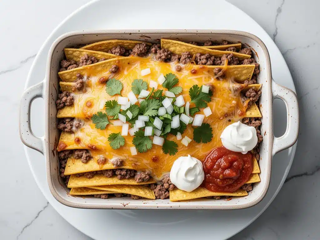Cheesy Ground Beef Taco Casserole: Easy 5-Ingredient Recipe 4 cheesy ground beef taco casserole preparation steps