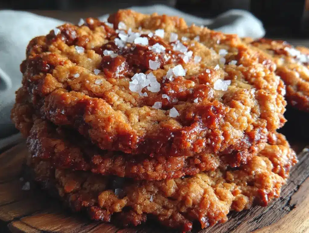 chewy peanut butter oatmeal cookies with sea salt - featured image