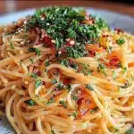 creamy garlic pasta aglio e olio - featured image