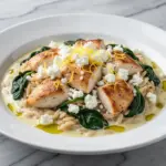 creamy lemon feta chicken orzo skillet - featured image