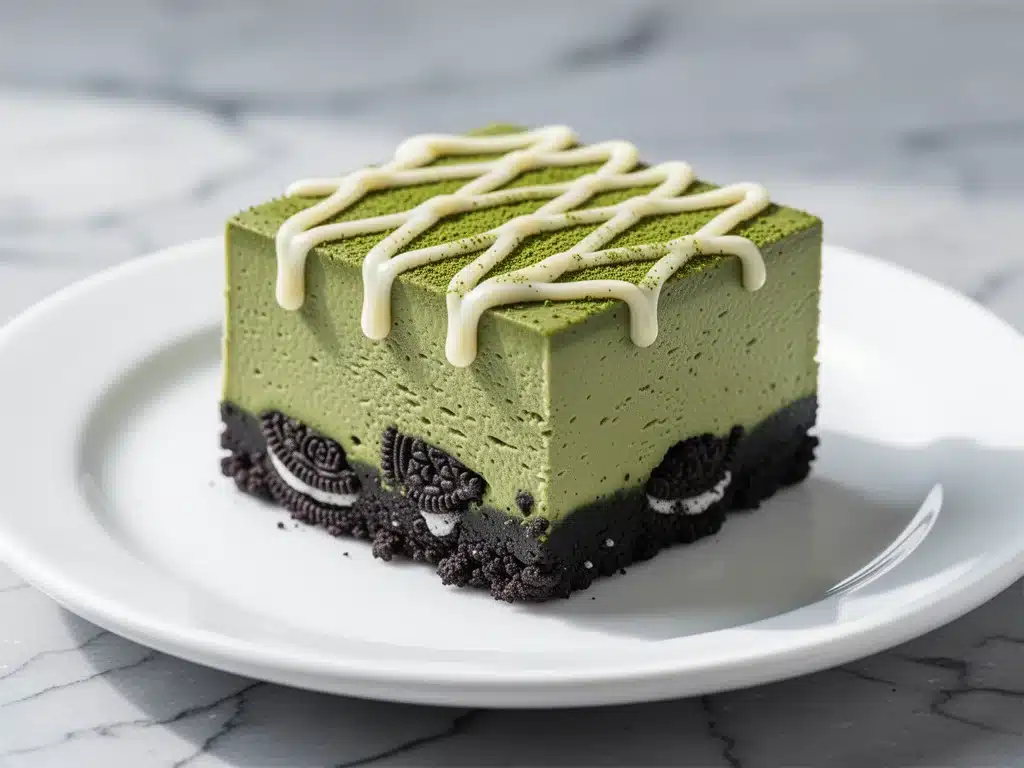 creamy matcha white chocolate cheesecake bars - featured image