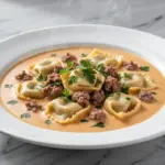 creamy pumpkin tortellini soup - featured image