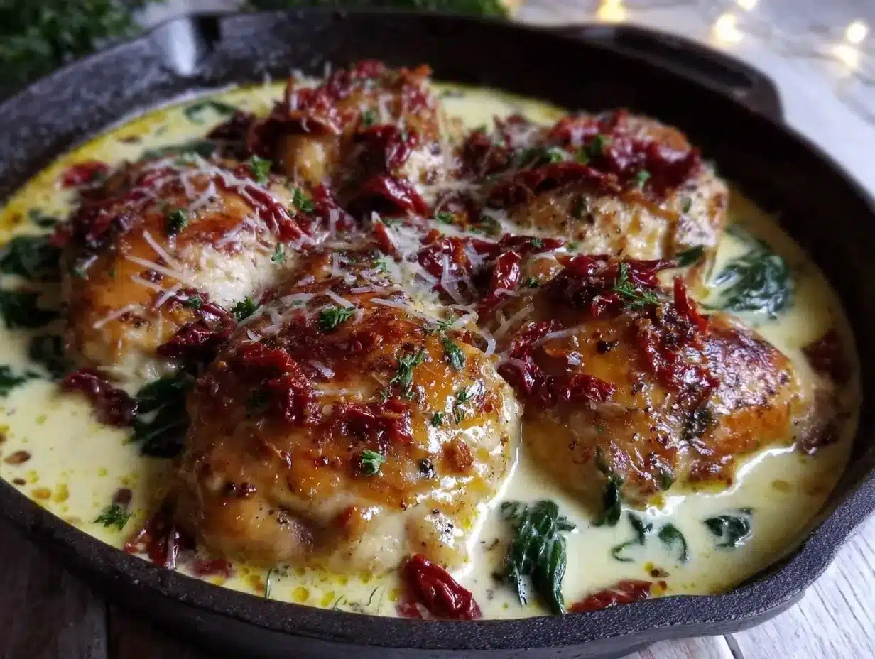 Creamy Tuscan Garlic Chicken: Best Dinner Party Skillet 4 creamy tuscan garlic chicken preparation steps