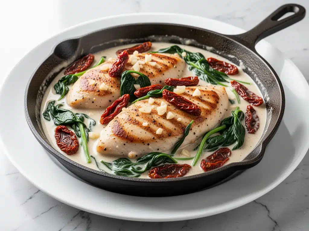 creamy tuscan garlic chicken skillet - featured image