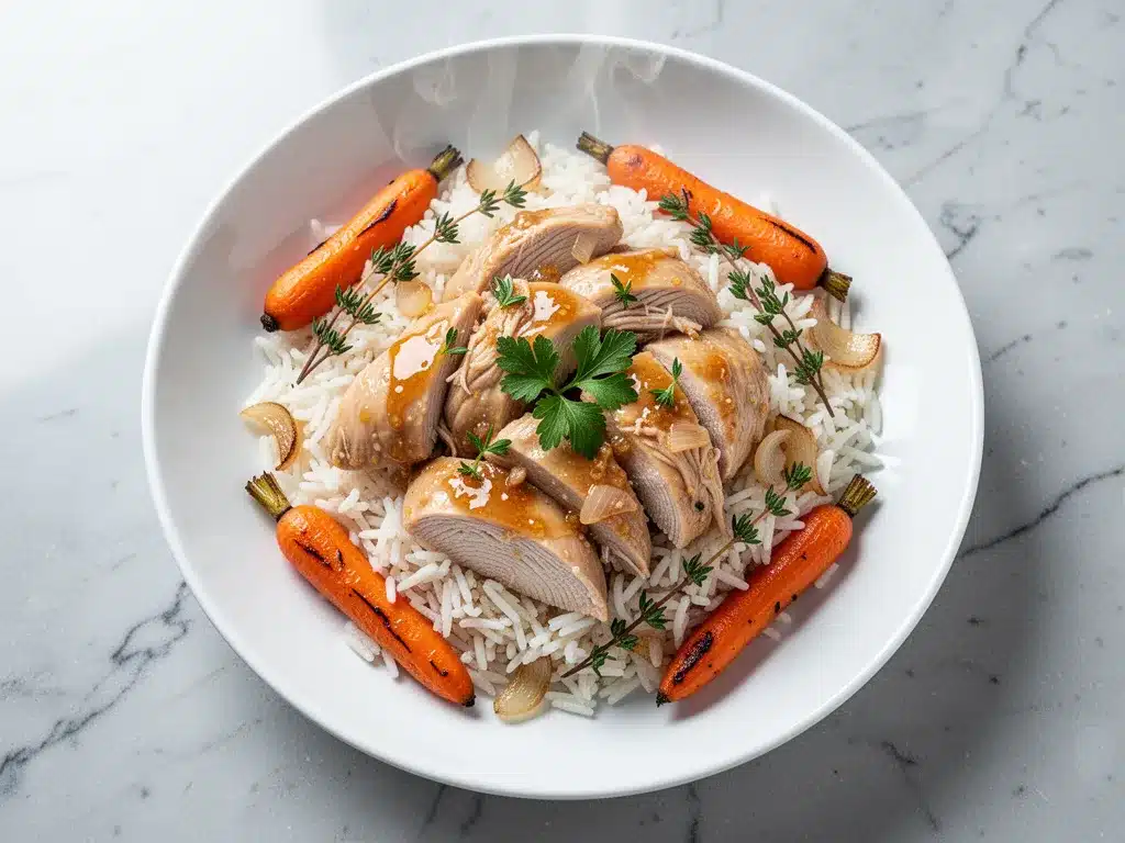Fall Honey Garlic Crockpot Chicken and Rice with Roasted Carrots 4 fall honey garlic crockpot chicken and rice preparation steps