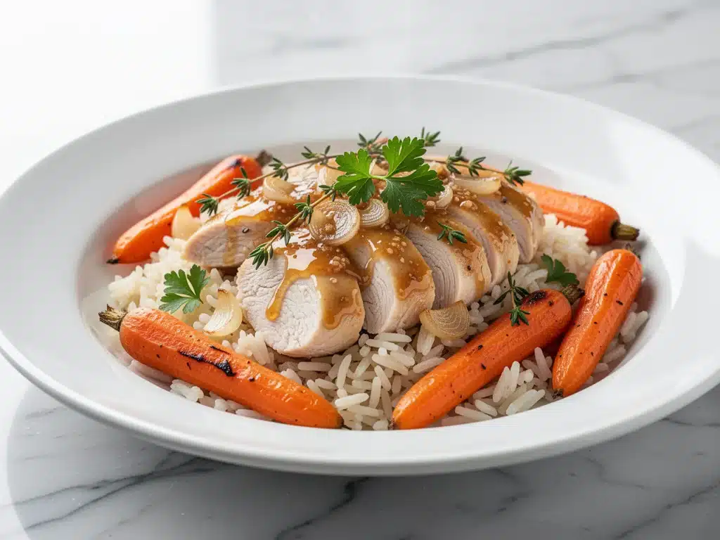 fall honey garlic crockpot chicken and rice - featured image