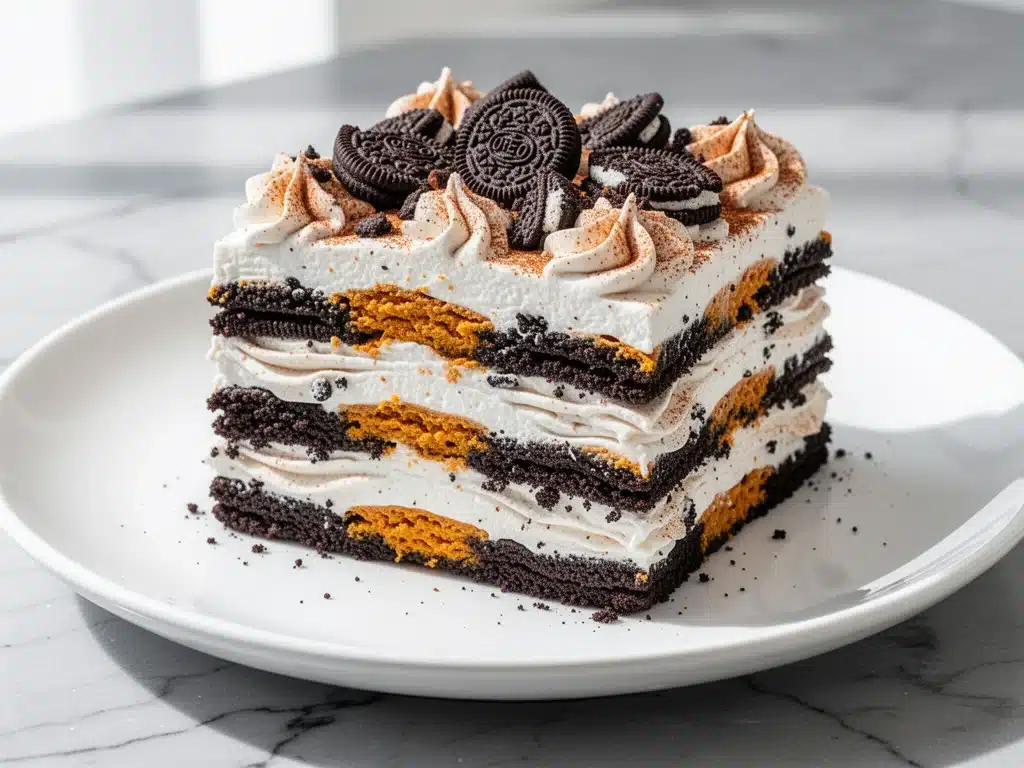 Fall Pumpkin Oreo Icebox Cake - featured image