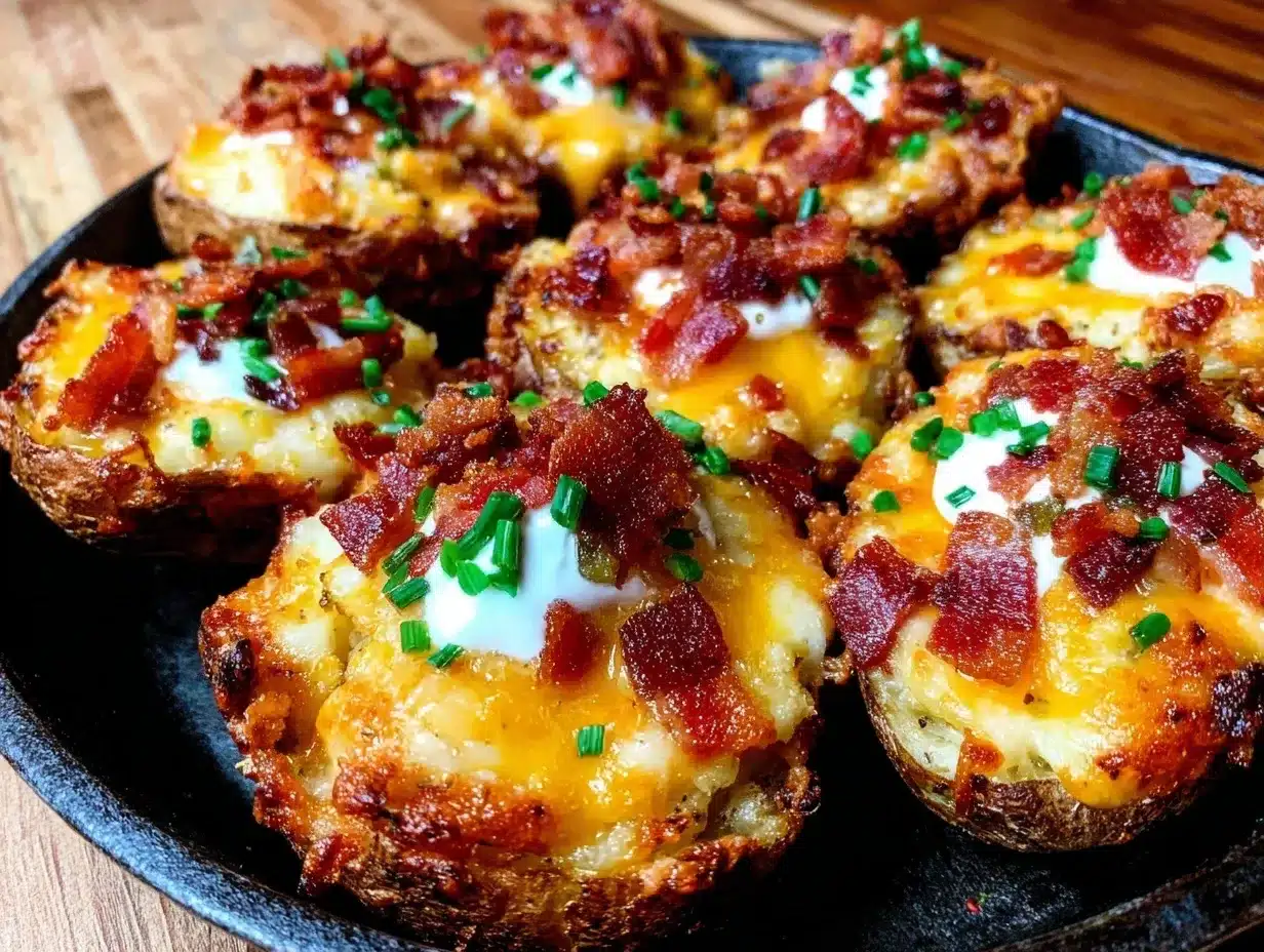 Football Party Loaded Baked Potato Skins with Bacon 4 football party loaded baked potato skins preparation steps