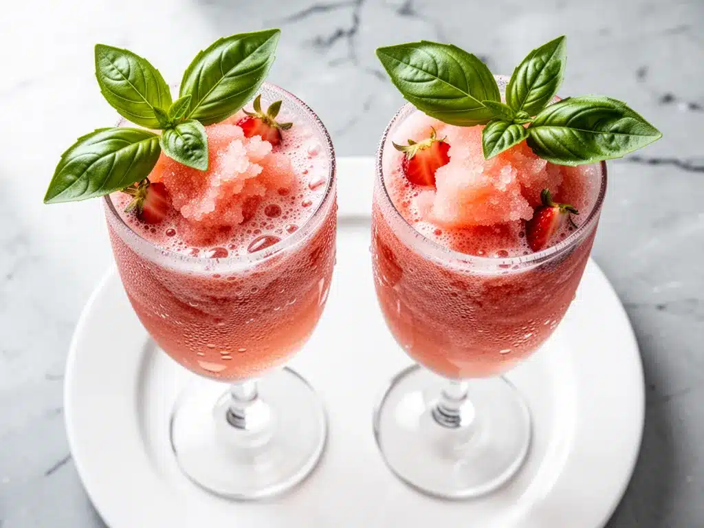 Frozen Strawberry Prosecco Slushies: Easy No-Churn Slush 4 frozen strawberry prosecco slushie preparation steps
