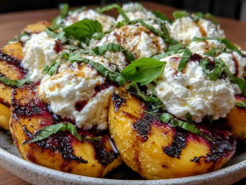 grilled peach and burrata salad - featured image