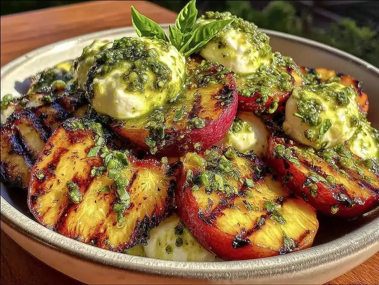 Grilled Peach and Burrata Salad: 5-Star Summer Entertaining 4 grilled peach and burrata salad preparation steps