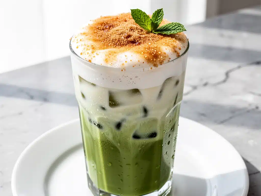 iced vanilla matcha latte - featured image