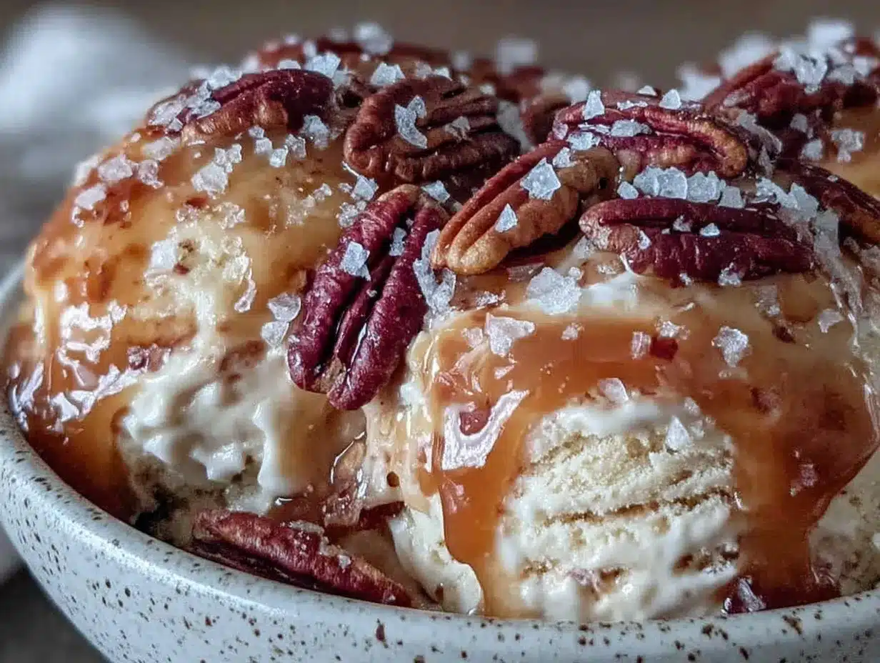 Keto No-Churn Salted Caramel Ice Cream with Pecans 4 keto no-churn salted caramel ice cream preparation steps